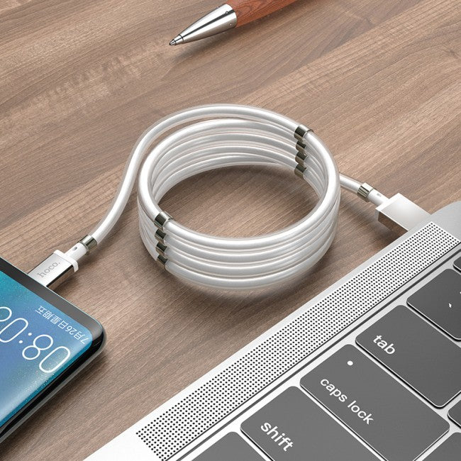 Кабель Hoco U91 Magic magnetic charging for MicroUSB 2.4A 1m Білий
