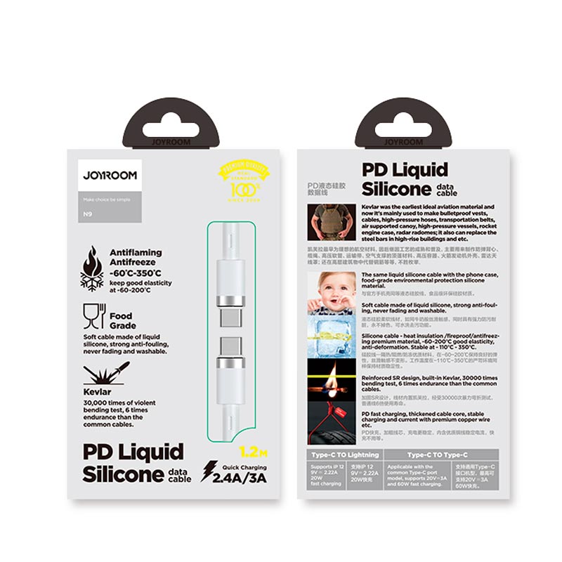 Кабель Joyroom S-1230N9 Type-c to Type-c Silicone Data Cable 1.2M 3A білий