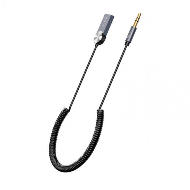 Аудіо Bluetooth адаптер (приймач) Hoco DUP02 In-car BT audio receiver spring cable black
