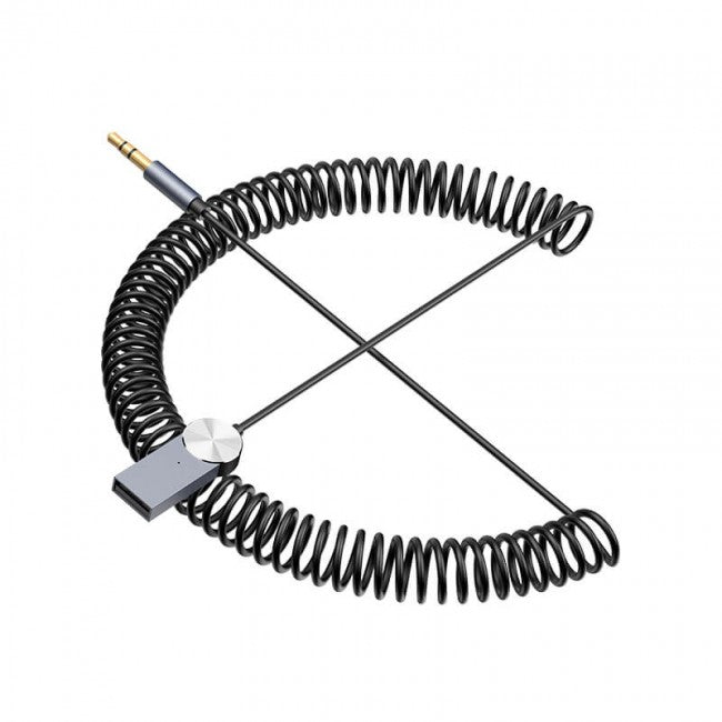 Аудіо Bluetooth адаптер (приймач) Hoco DUP02 In-car BT audio receiver spring cable black