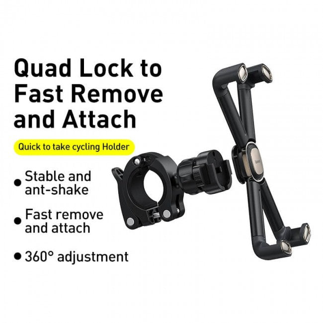 Велодержатель для телефона Baseus Quick to take cycling Holder на руль велосипеда мотоцикла самоката Black
