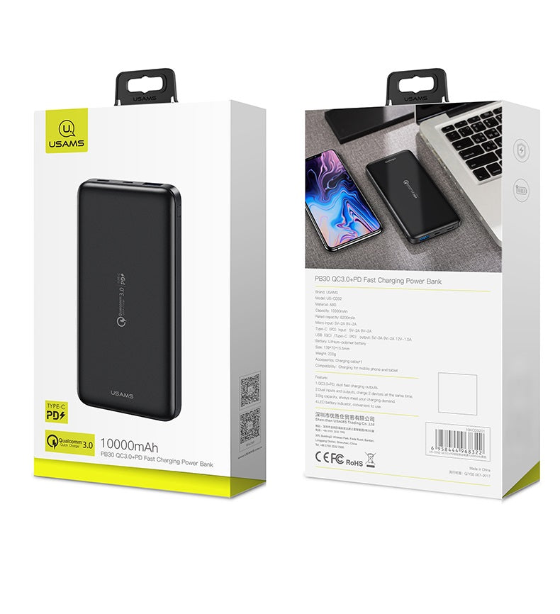 Power Bank Usams US-CD92 10000mAh (PB30 QC3.0+PD) Black