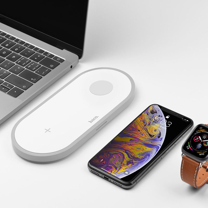 Бездротовий зарядний пристрій 2в1 Hoco CW20 (для Apple Watch, iPhone) White