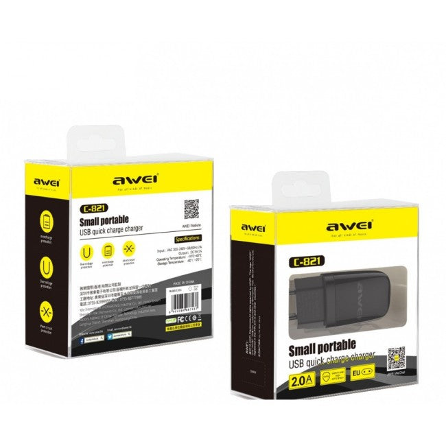 Мережевий зарядний пристрій Awei C-821 Black