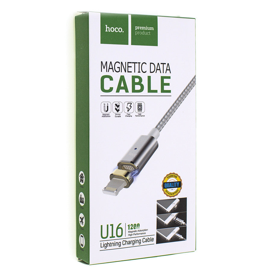 Кабель Hoco U16 magnetic adsorption Lightning Silver