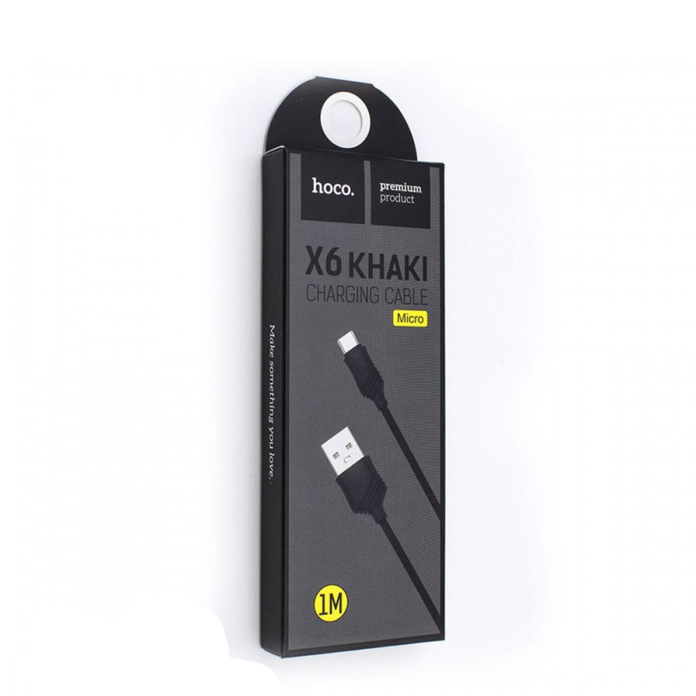 Кабель USB Micro Hoco X6 Khaki 1m Чорний