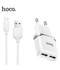 Мережевий зарядний пристрій HOCO C12 2USB 2.4A + Кабель Micro Usb White