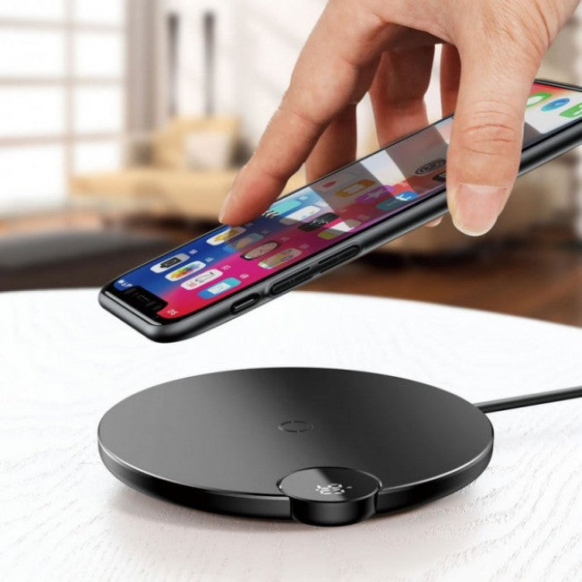 Бездротова зарядка Baseus Digtal LED Display Wireless Charger Чорний