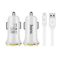 Автомобільний зарядний пристрій Hoco Z1 з Lightning USB 2USB 2.1А White