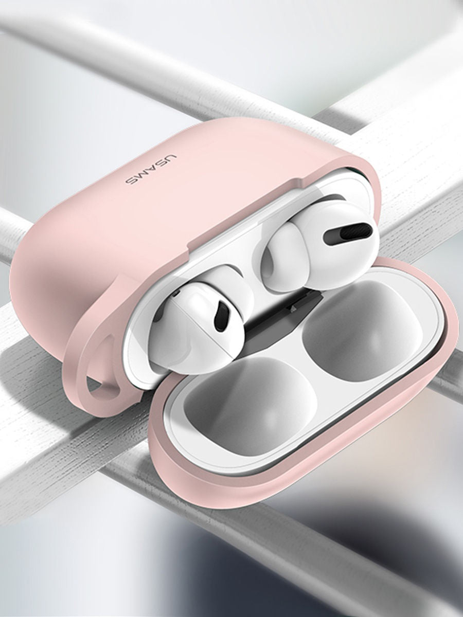 Чохол для Apple Airpods Pro з карабіном Usams US-BH568 Silicone Protective Cover Pink