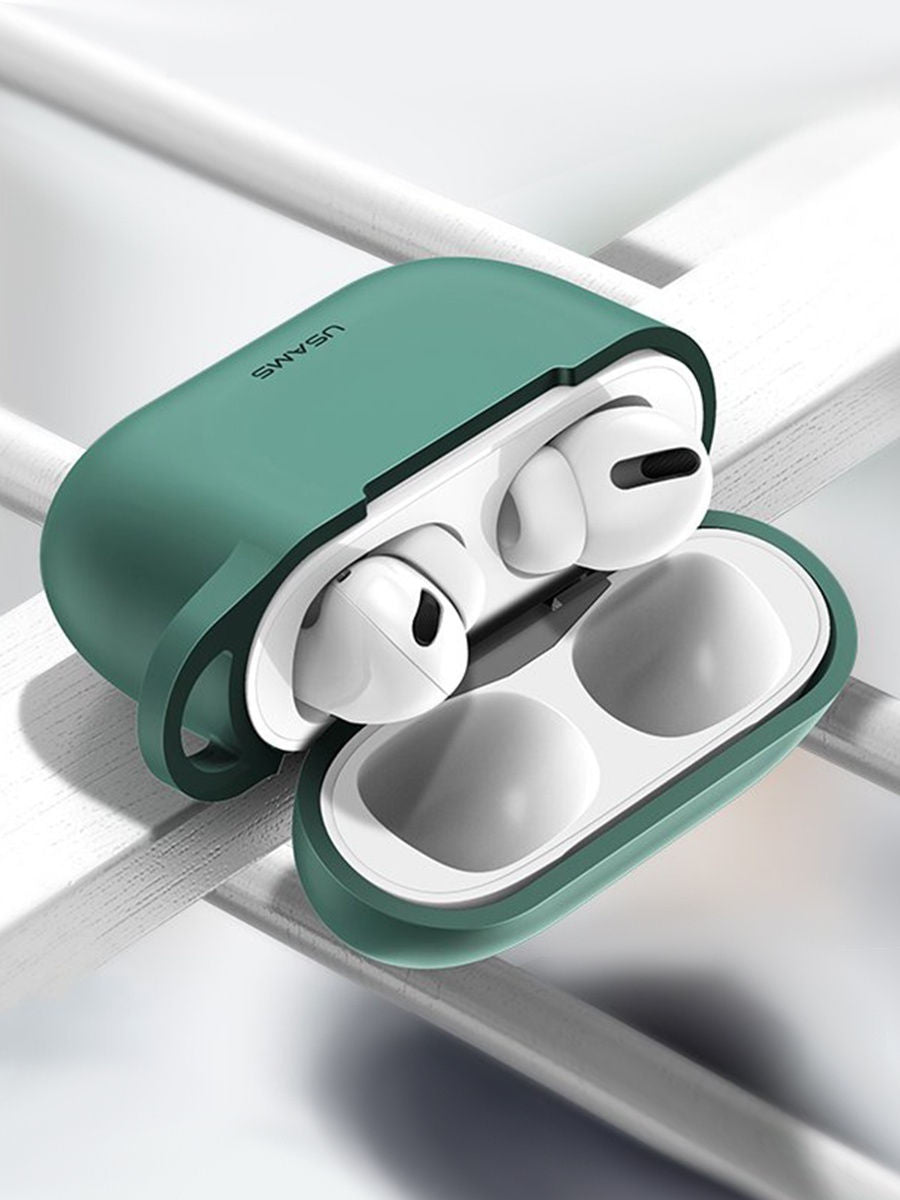 Чохол для Apple Airpods Pro з карабіном Usams US-BH568 Silicone Protective Cover Green