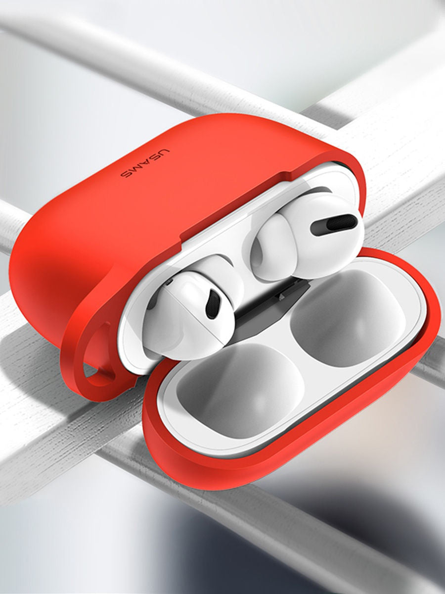Чохол для Apple Airpods Pro з карабіном Usams US-BH568 Silicone Protective Cover Red