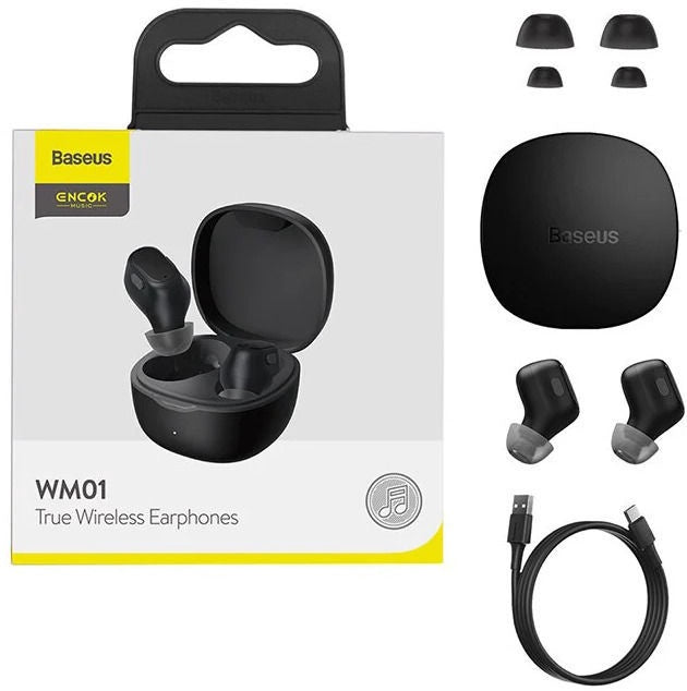 Бездротові Bluetooth навушники Baseus Encok True Wireless Earphones WM01 Black