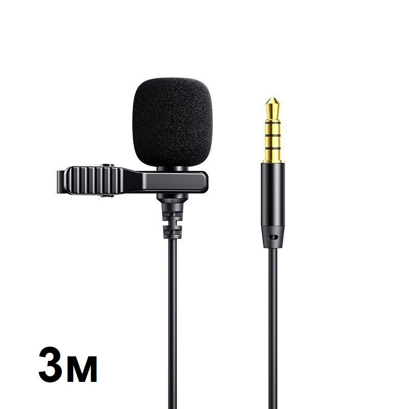 Петличний мікрофон Joyroom JR-LM1 Lavalier Microphone 3M AUX Black