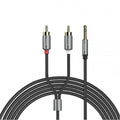 Кабель Hoco UPA10 AUX double lotus RCA audio cable to 3.5mm сірий