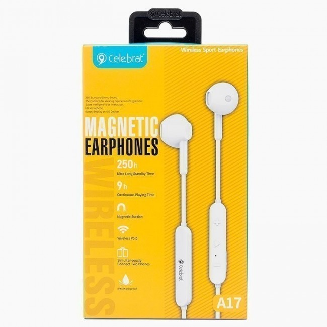 Bluetooth навушники Celebrat A17 White