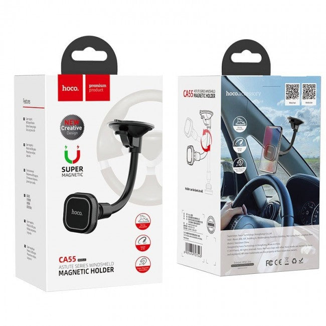 Магнитный держатель для смартфона в авто Hoco CA55 Astute series windshield Black