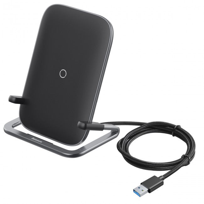 Бездротова зарядка Baseus Rib Horizontal and Vertical Holder Wireless Charging 15W Чорний