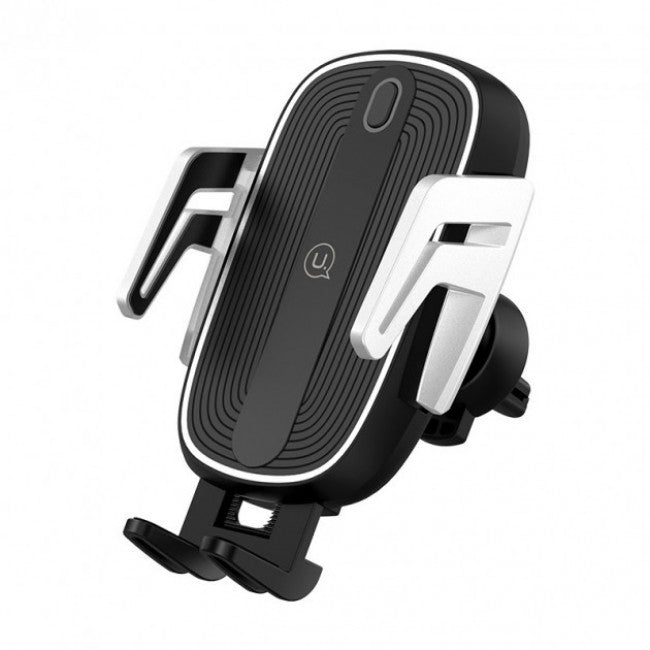 Автодержавач з бездротовою зарядкою Usams US-CD100 Automatic Touch Induction (Air Vent) Black-Silver