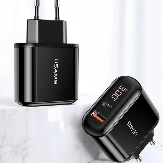 Мережевий зарядний пристрій Usams US-CC085 T23 (QC3.0+PD3.0 18W) Fast Charger Black