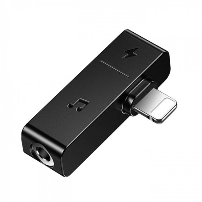 Перехідник Usams US-SJ385 AU12 (Lightning+3.5mm) Charging and Audio Adapter Чорний