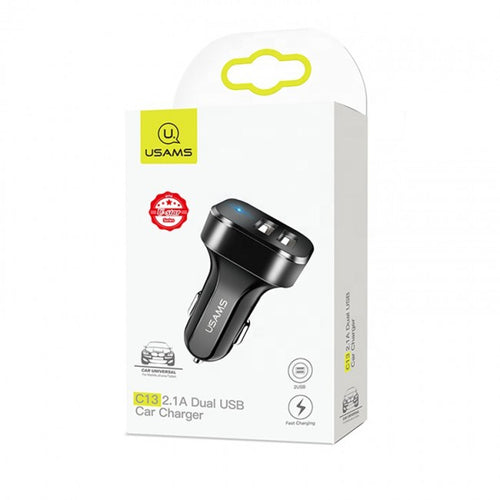 Автомобільне зарядне пристрій Usams US-CC087 C13 2.1A (2 USB) Чорний