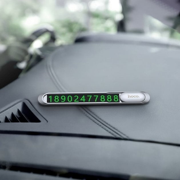 Парковочная визитка Hoco PH41 Promise metal hidden stop sign с номером телефона на панель silver