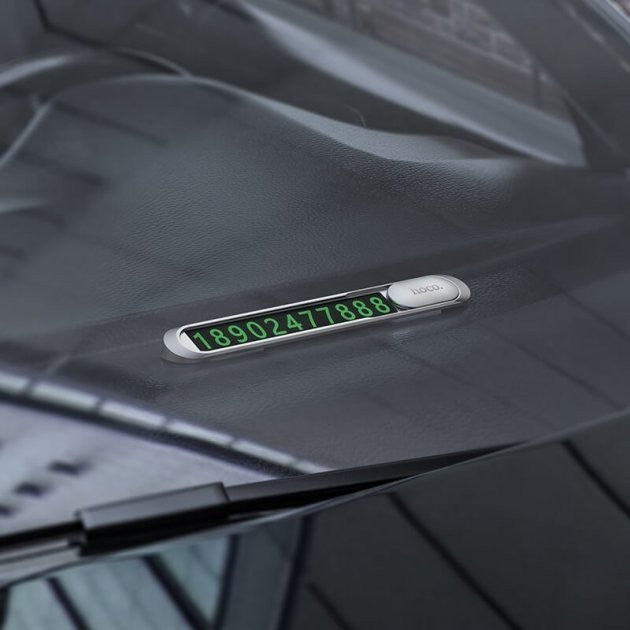 Парковочная визитка Hoco PH41 Promise metal hidden stop sign с номером телефона на панель silver