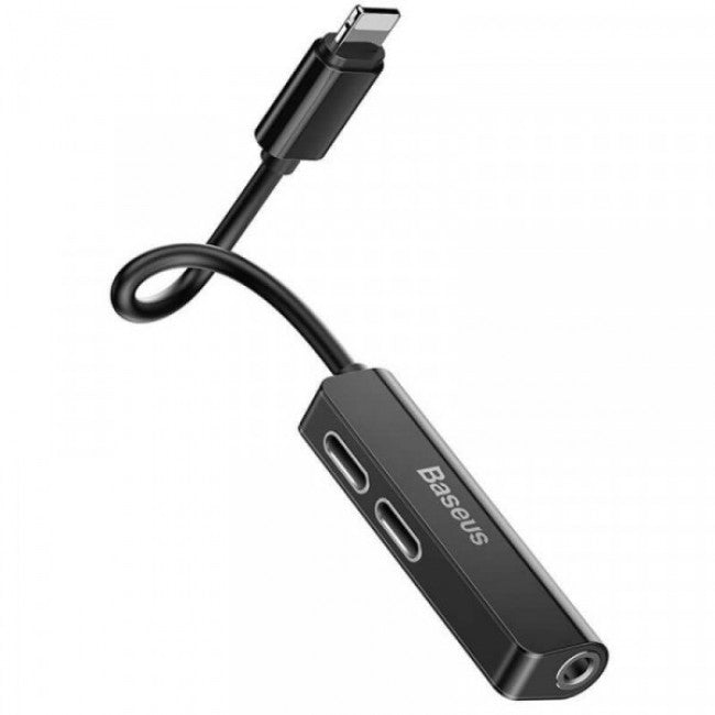 Перехідник Baseus L52 Lightning to Dual Lightning+3.5mm digital audio converter Чорний