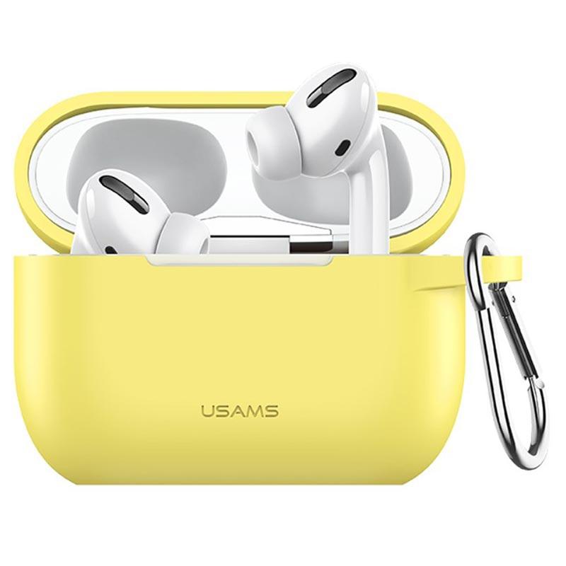 Чохол для Apple Airpods Pro з карабіном Usams US-BH568 Silicone Protective Cover Yellow