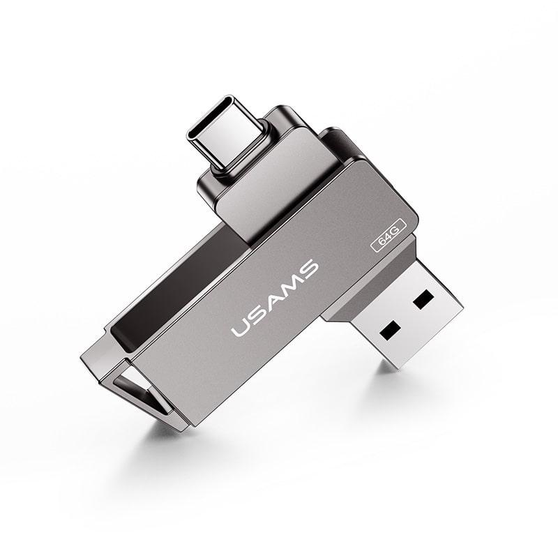 Флешка USAMS US-ZB200 Type-C OTG USB3.0 для MacBook, телефона, ПК Rotatable High Speed Flash Drive 64G