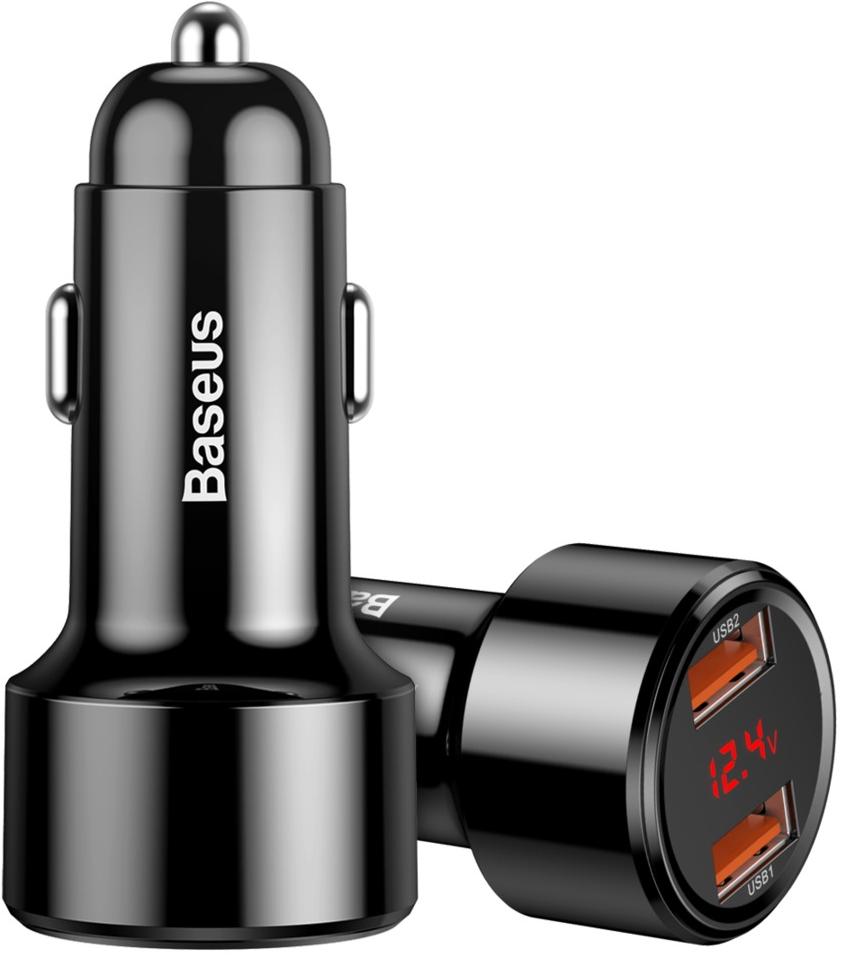 Автомобільний зарядний пристрій Baseus Magic Series with digital display (2USB, QC3.0) Чорний