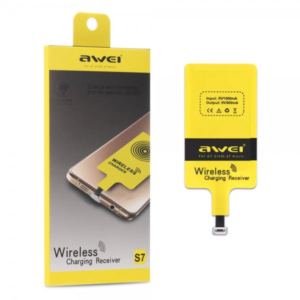 Qi приймачі для бездротової зарядки Awei S7 Wireless Micro USB for Android (0.8A)