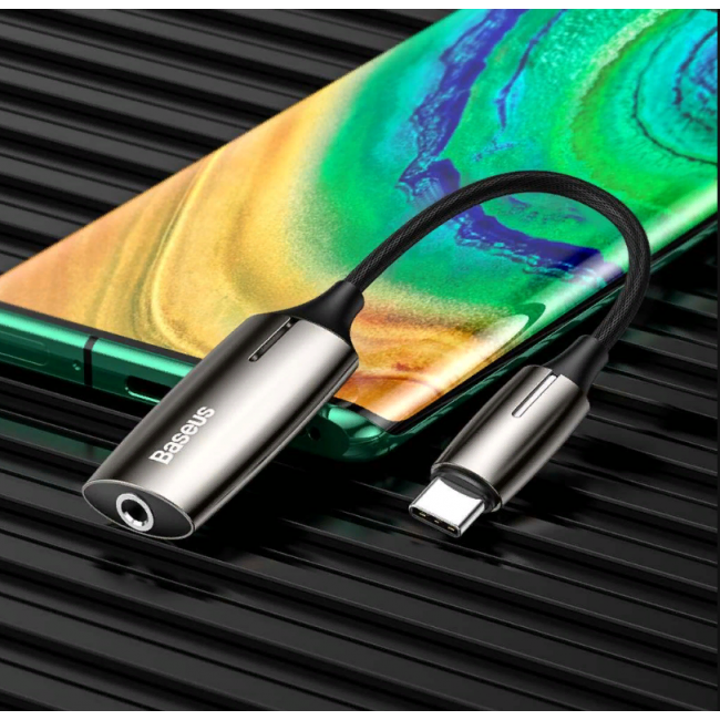 Перехідник Baseus 2-in-1 L60S з Type-C на Type-C та 3.5mm Adapter Tarnish