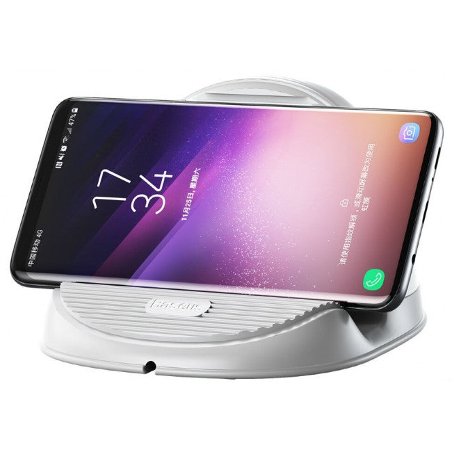 Бездротова зарядка Baseus Silicone Horizontal Desktop Wireless Charger Білий