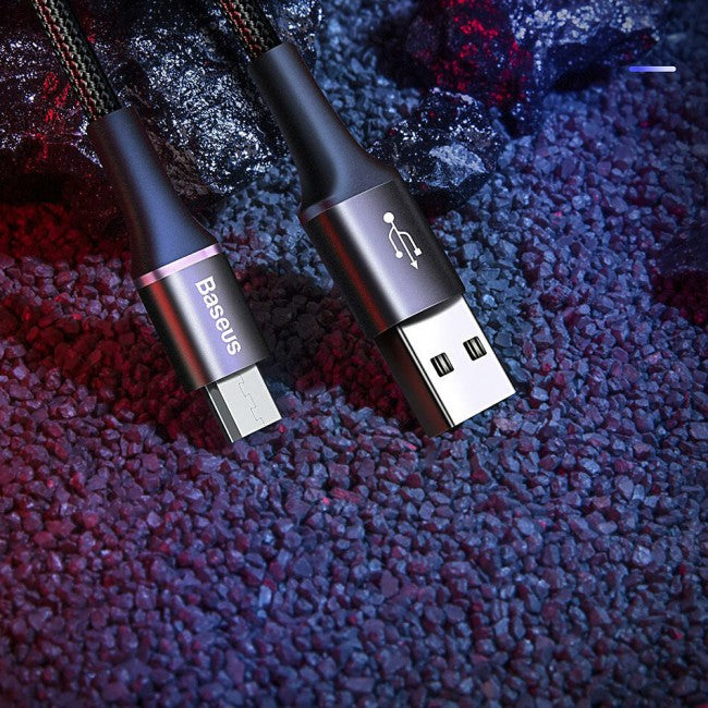 Кабель MicroUSB з опліткою Baseus halo data cable (3A) 0.25m Black