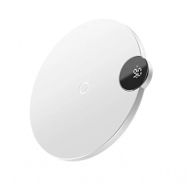 Бездротова зарядка Baseus Digtal LED Display Wireless Charger Білий