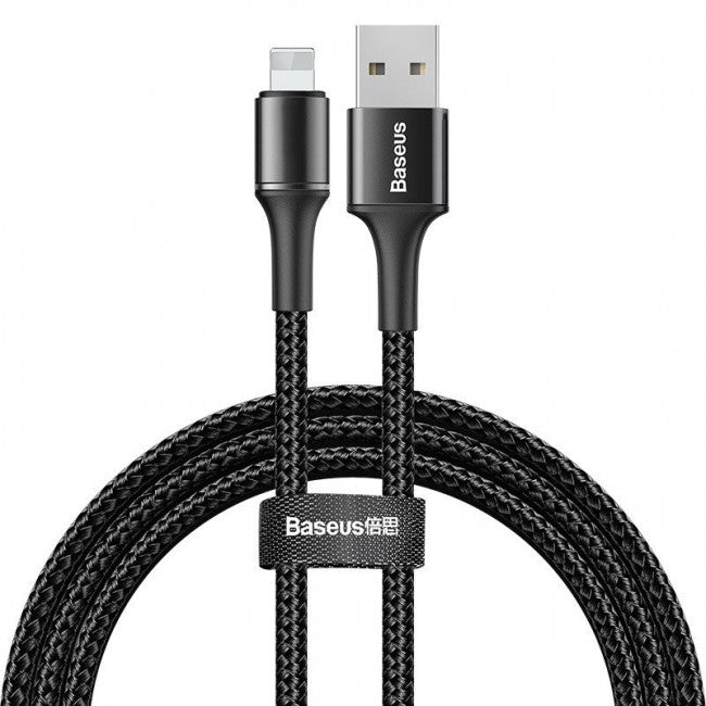 Кабель для iPhone з опліткою Baseus halo data cable USB For Lightning 2.4A 1m Black