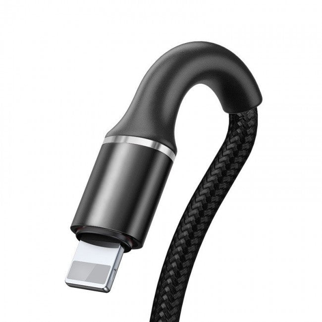 Кабель для iPhone з опліткою Baseus halo data cable USB For Lightning 2.4A 0.25m Black