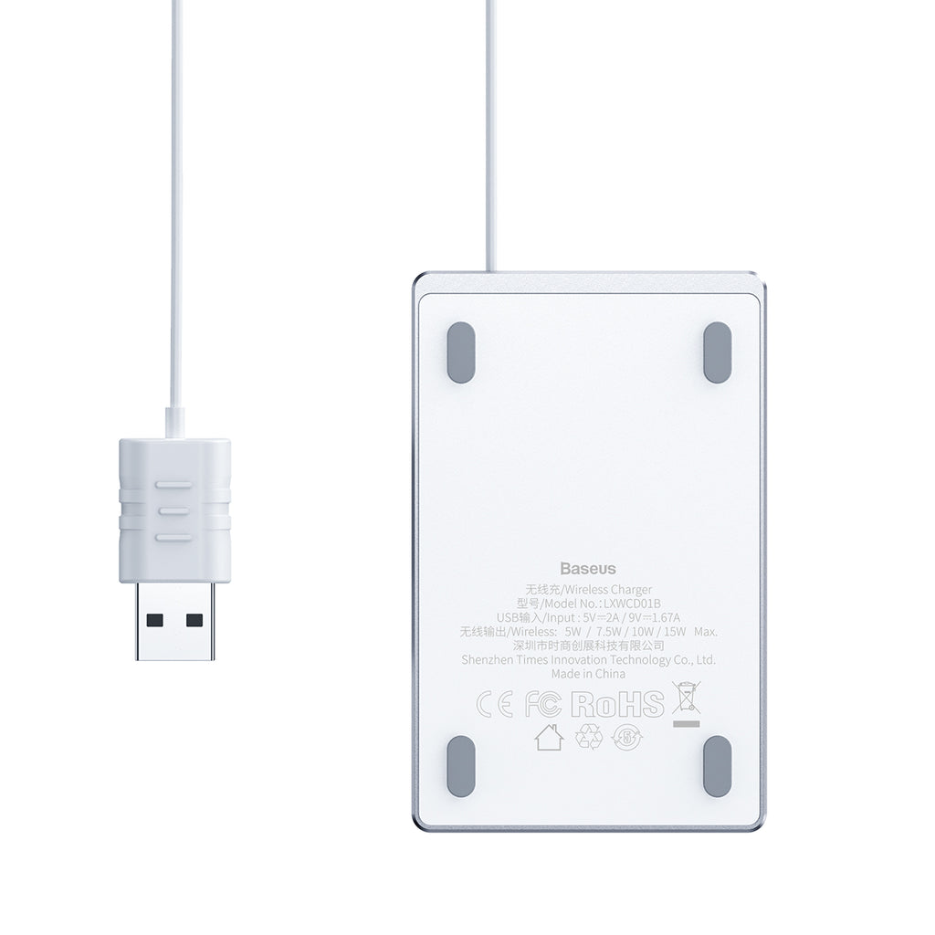 Бездротовий зарядний пристрій Baseus Card Ultra-thin 15W із вологозахистом IP67 White