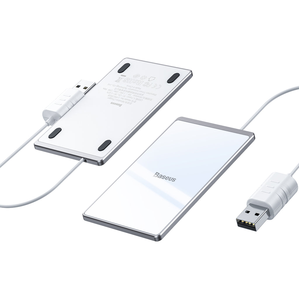 Бездротовий зарядний пристрій Baseus Card Ultra-thin 15W із вологозахистом IP67 White