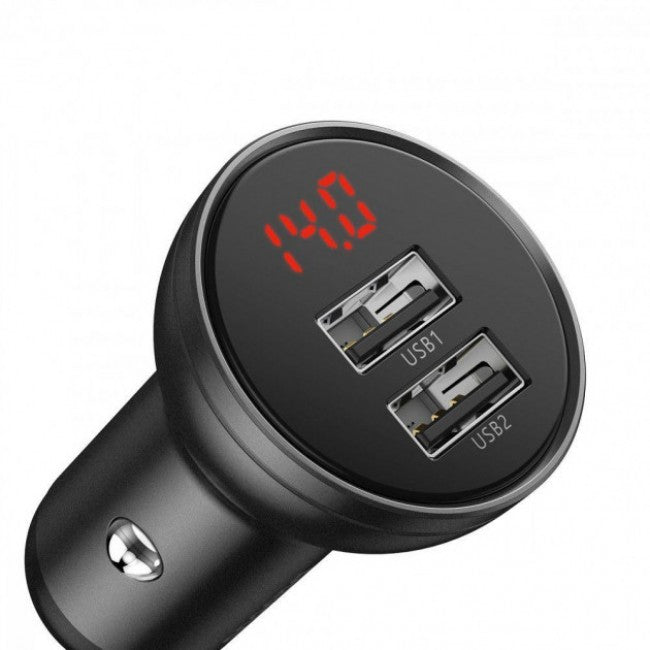 Автомобільний зарядний пристрій Baseus Digital Display Dual USB 4.8A 24W Black