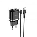 Мережевий зарядний пристрій Hoco N4 (комплект з кабелем Lightning, для iPhone) 2USB, 2,4A Чорний