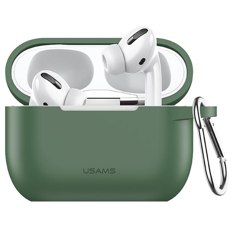 Чохол для Apple Airpods Pro з карабіном Usams US-BH568 Silicone Protective Cover Black