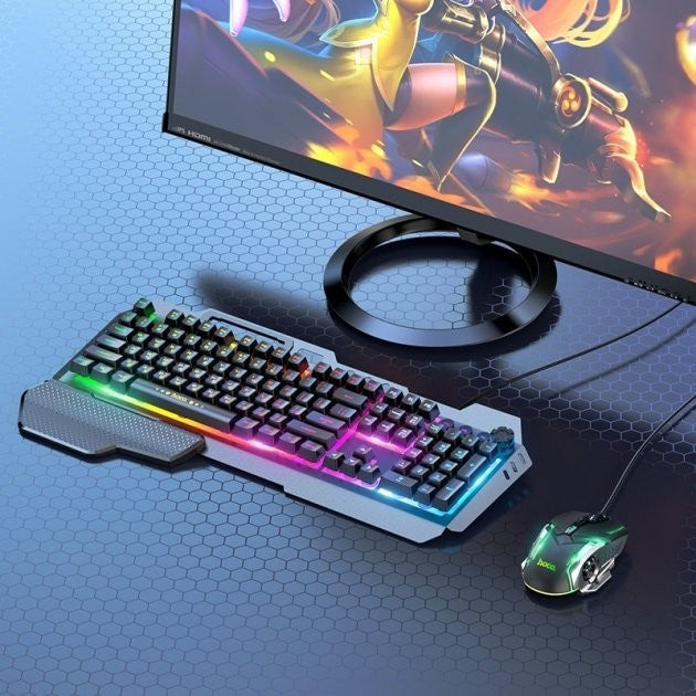 Hoco Ігровий набір клавіатура та мишка для ПК з RGB підсвітленням Hoco GM12 Light and shadow