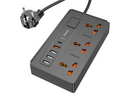 Удлинитель сетевой Hoco DC15 2500W 2 метра 3 EU розетки + 4USB + Type-C QC3.0 3A/30W Black
