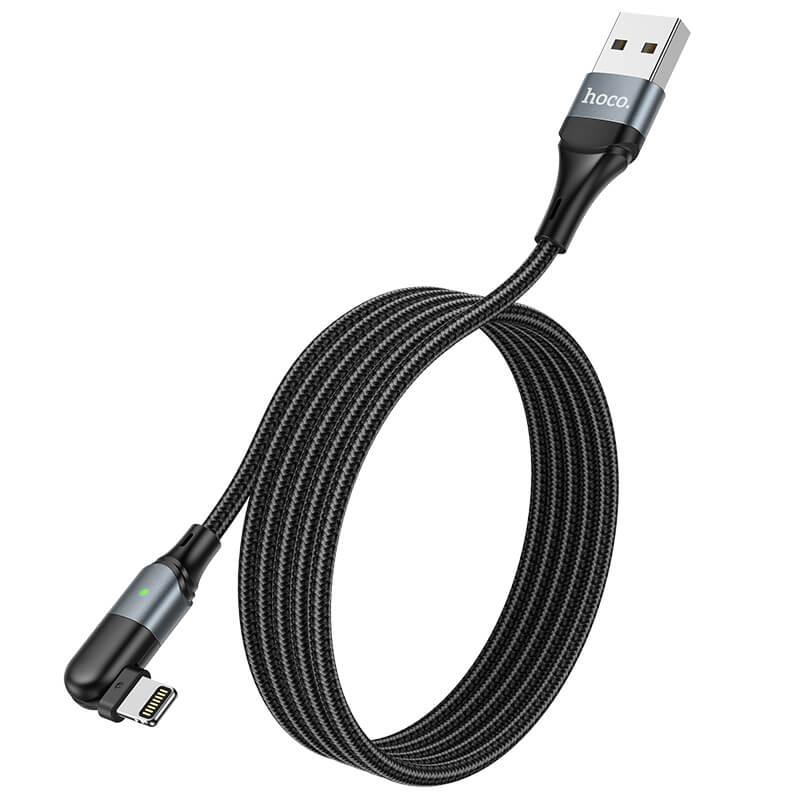 Кабель Hoco U100 Orbit PD fast charging data cable з USB на Lightning 1.2m, 20W Black