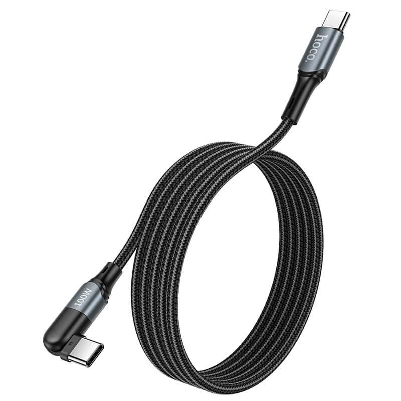 Кабель Hoco U100 Orbit 100W charging data cable for Type-C to Type-C 1.5m, 5A black