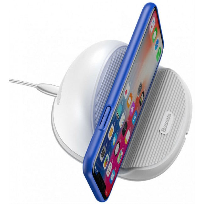 Бездротова зарядка Baseus Silicone Horizontal Desktop Wireless Charger Білий