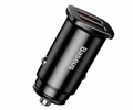 Автомобільне зарядне пристрій Baseus Square metal A+A 30W Dual QC3.0 (2USB, 5A) Black